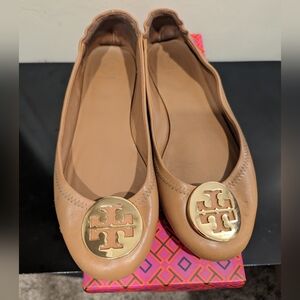 Tory Burch - Size 8.5 Royal Tan Minnie Flats